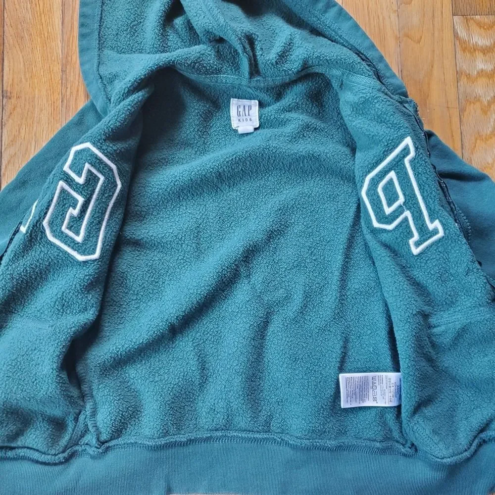 Gap green zip‎ up hoodie kids size xs 4/5